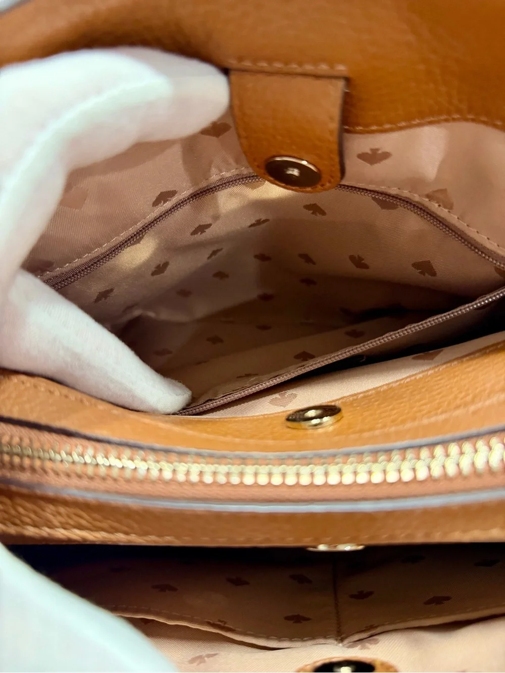 Kate Spade Leila Tan Pebbled Leather Satchel with Gold-Tone Hardware NWOT